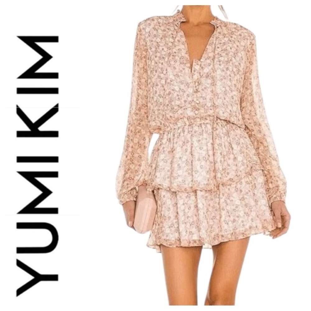 Yumi Kim Love Always Floral Tiered Ruffle Mini Dress Boho Coquette Size M NWT